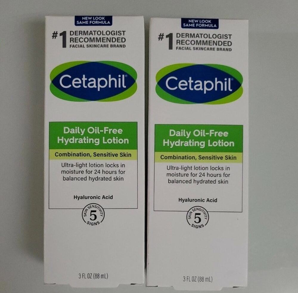 Cetaphil Daily Hydrating Lotion Hyaluronic Acid Face Sensitive Skin 3oz x2 - Picture 1 of 1